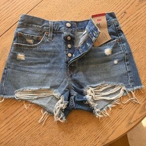Levi’s 501 Shorts. Button fly, High Rise, size 28 new with tags